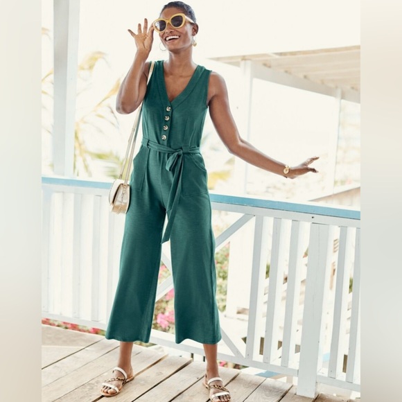 Boden Bryony Jersey Jumpsuit In Green Size 4R - Picture 1 of 7